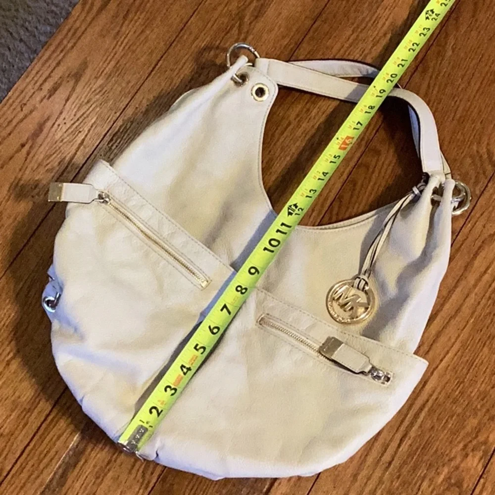 Michael Kors Layton Vanilla Genuine Leather Large Shoulder Tote Hobo Bag